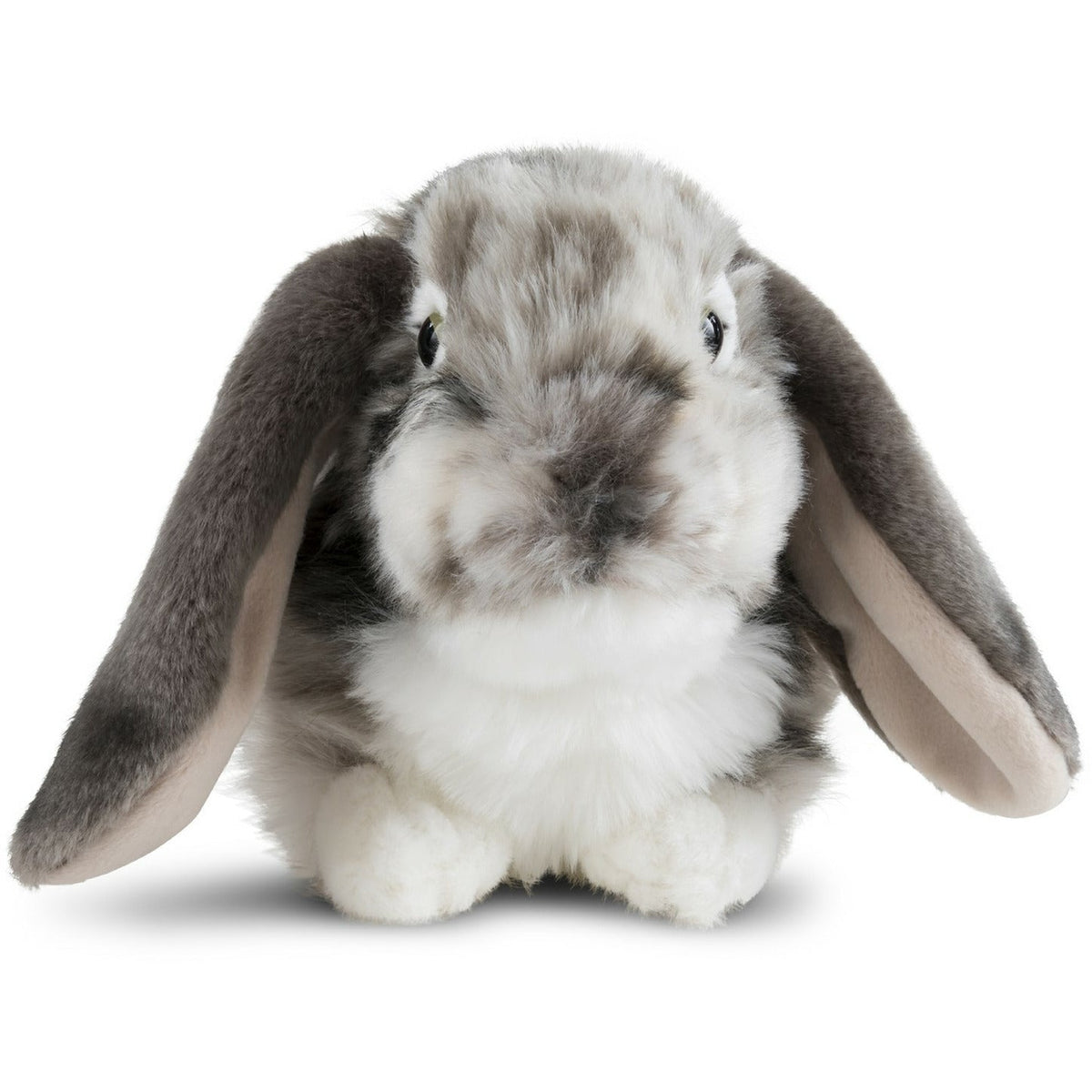 Pluche grijs/wit konijn knuffel - 30 cm - liggend - Knuffeldieren - Huisdieren