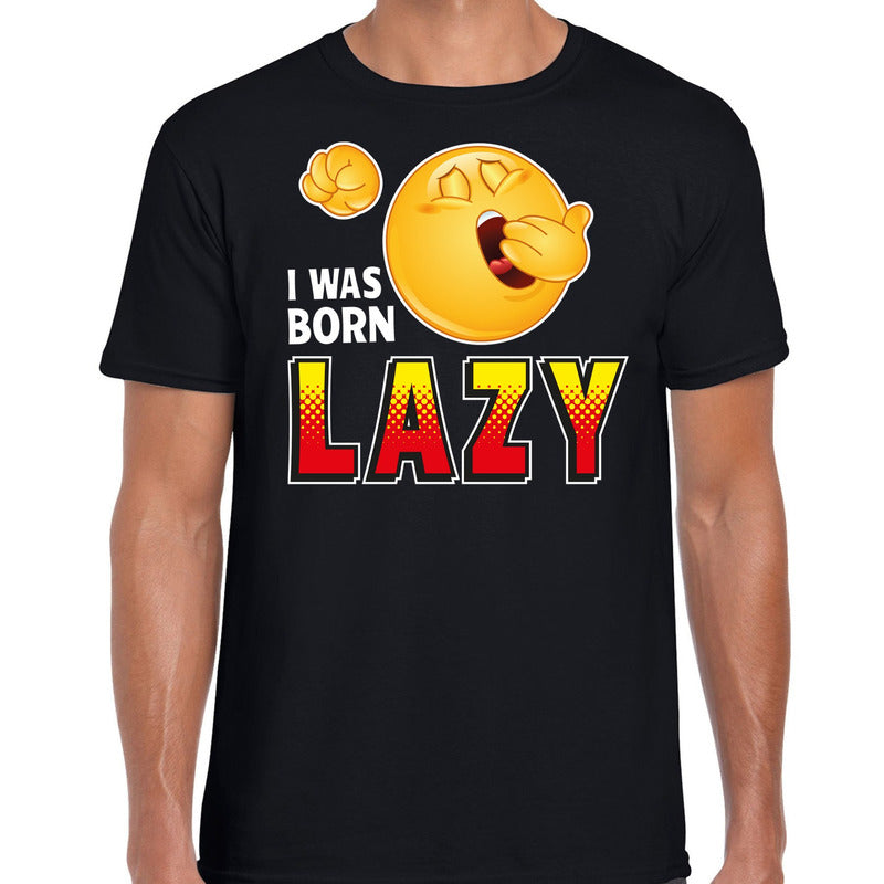 funny-emoticon-tshirt-yes-i-was-born-lazy-zwart-voor-heren--fun--cadeau-foute-party-kleding_10190013