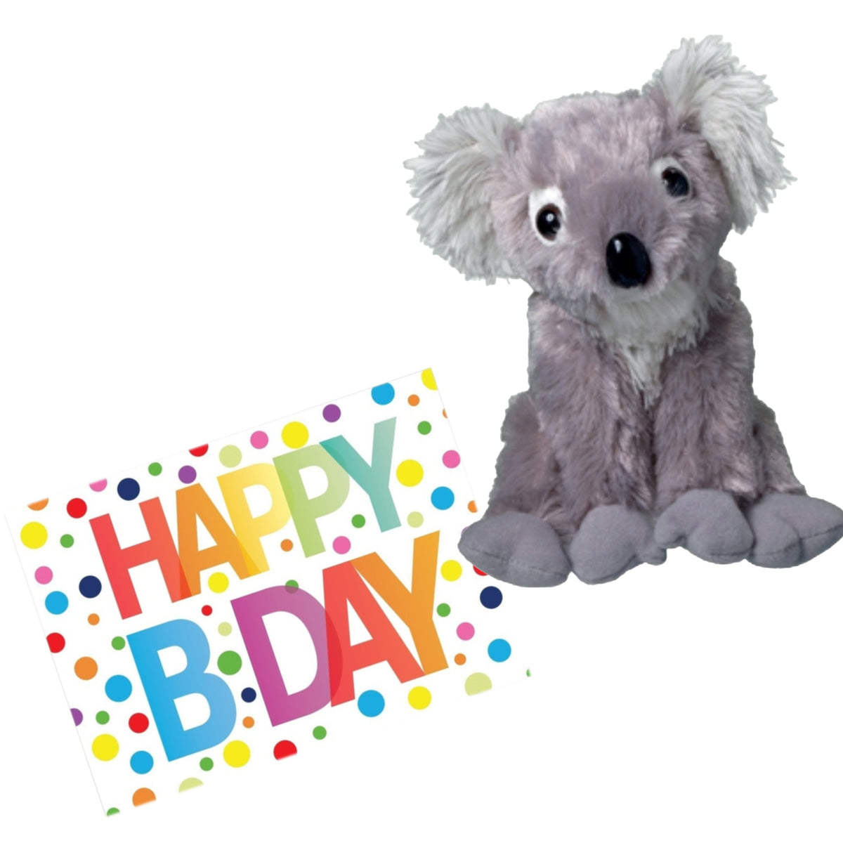 Plush koala bear 20 cm with A5-size Happy Birthday greeting card