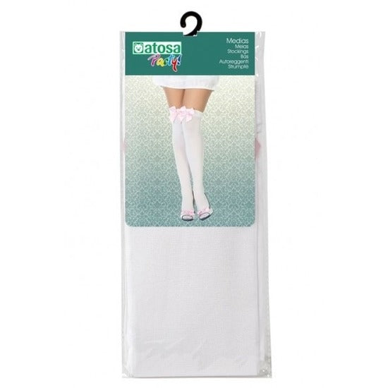 sexy-verkleed-kousen-wit-met-lichtroze-strikje-voor-dames-feest-kniekousen-carnaval_10178034-1