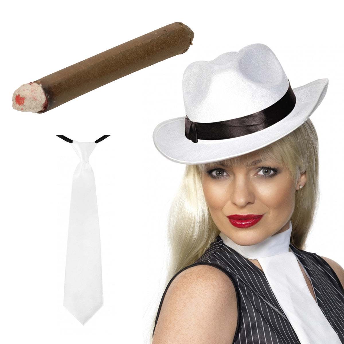 smiffys-gangster-maffia-verkleed-set-hoed-wit-met-stropdas-en-sigaar_10372034