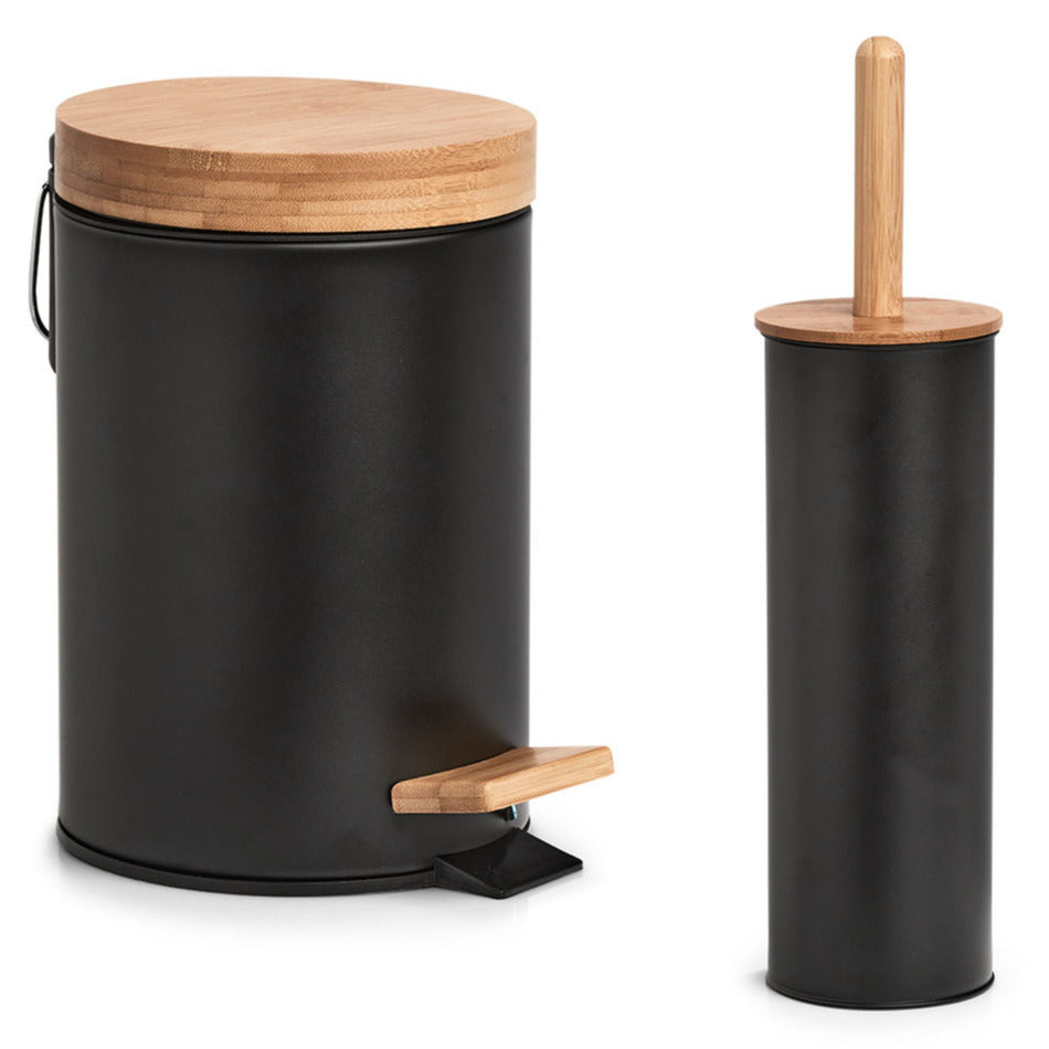 badkamer-toilet-set-wcborstel-en-pedaalemmer-metaal-zwart_10379044