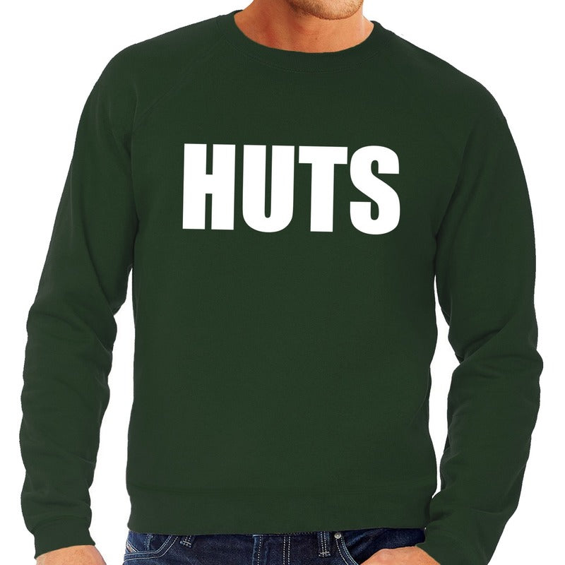 huts-tekst-sweater-groen-voor-heren_10143054