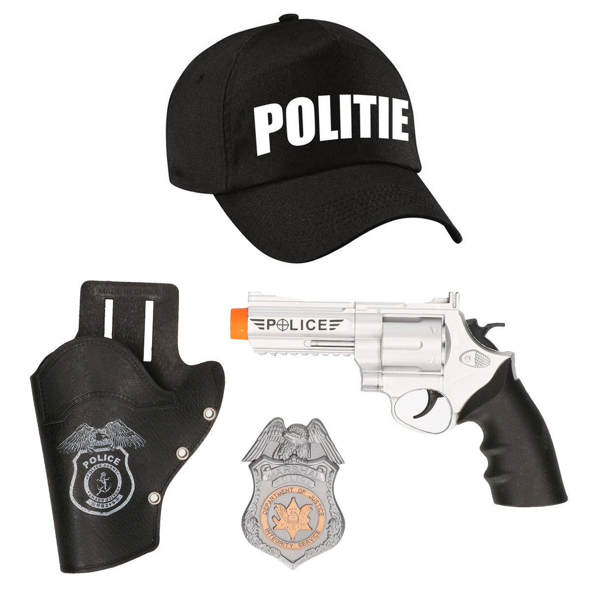 carnaval-verkleed-politie-agent-pet-cap-zwart-met-pistool-badge-heren-dames-accessoires_10421064