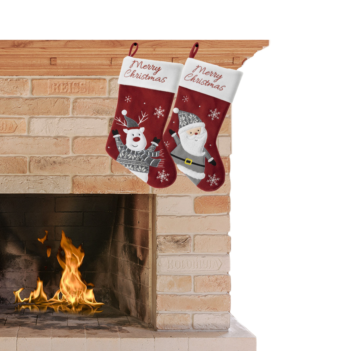 decoratie-kerstsokken-setje-van-2x-st-h45-cm-velvet-polyester-merry-christmas_10441075