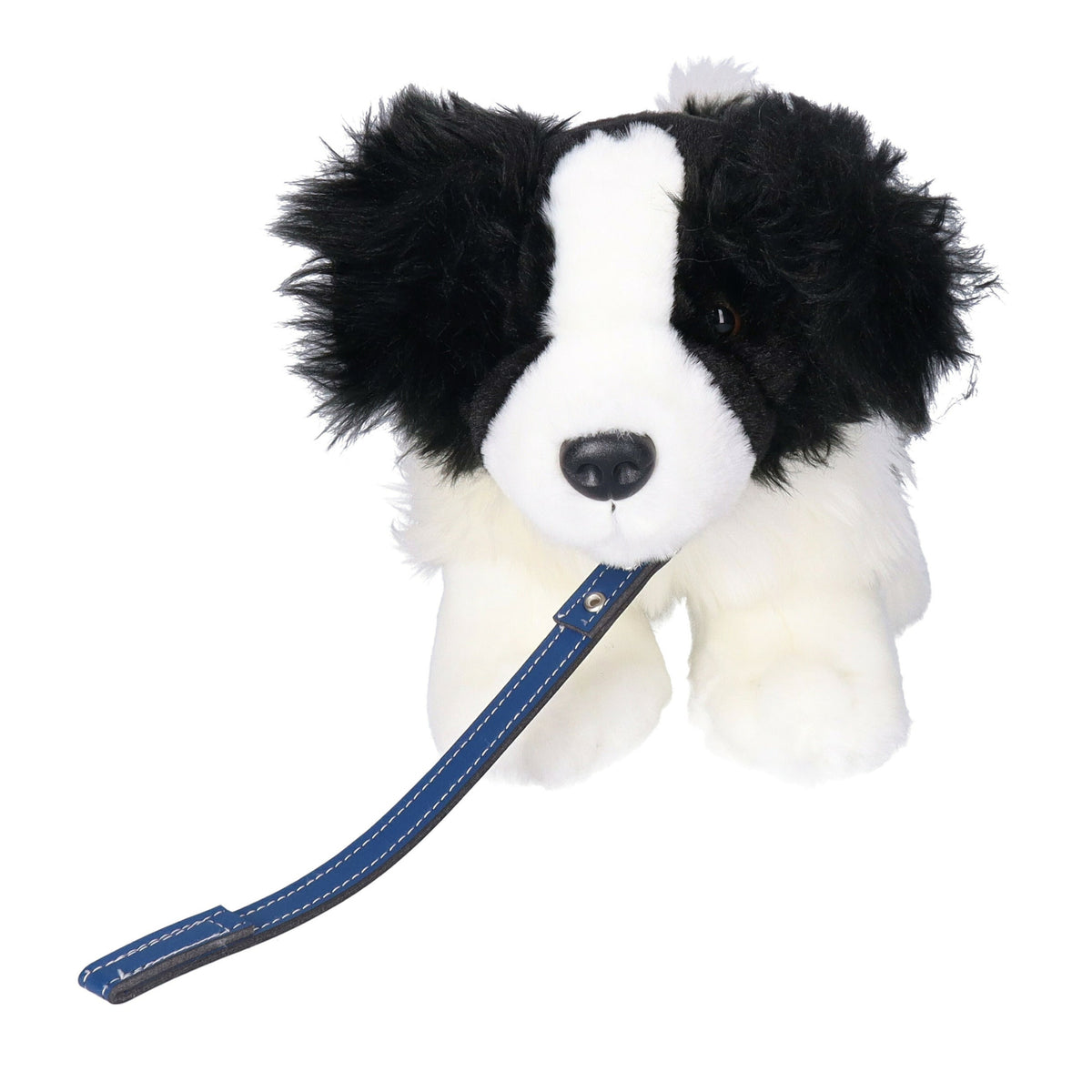 Pluche knuffel hond - border collie - met riem - 30cm - bruin