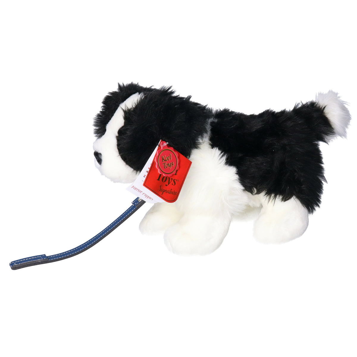 Pluche knuffel hond - border collie - met riem - 30cm - bruin