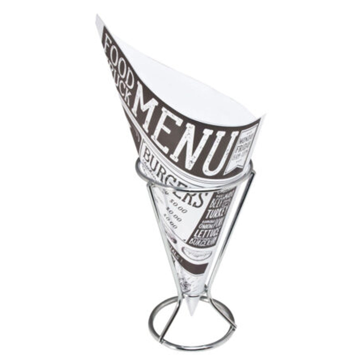frietzakhouders-4x-met-60x-frietzakjes-rvs-papier-9-x-16-cm_10382086