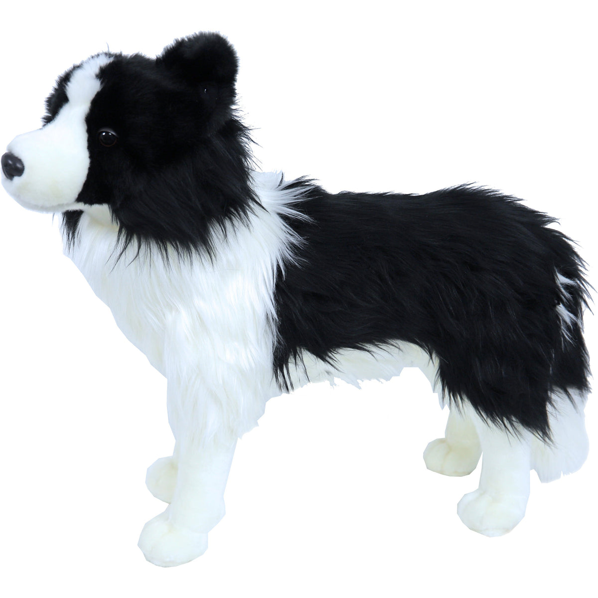 Grote pluche Border Collie hond - zwart/wit - 53 cm - staand - knuffel - knuffelhond