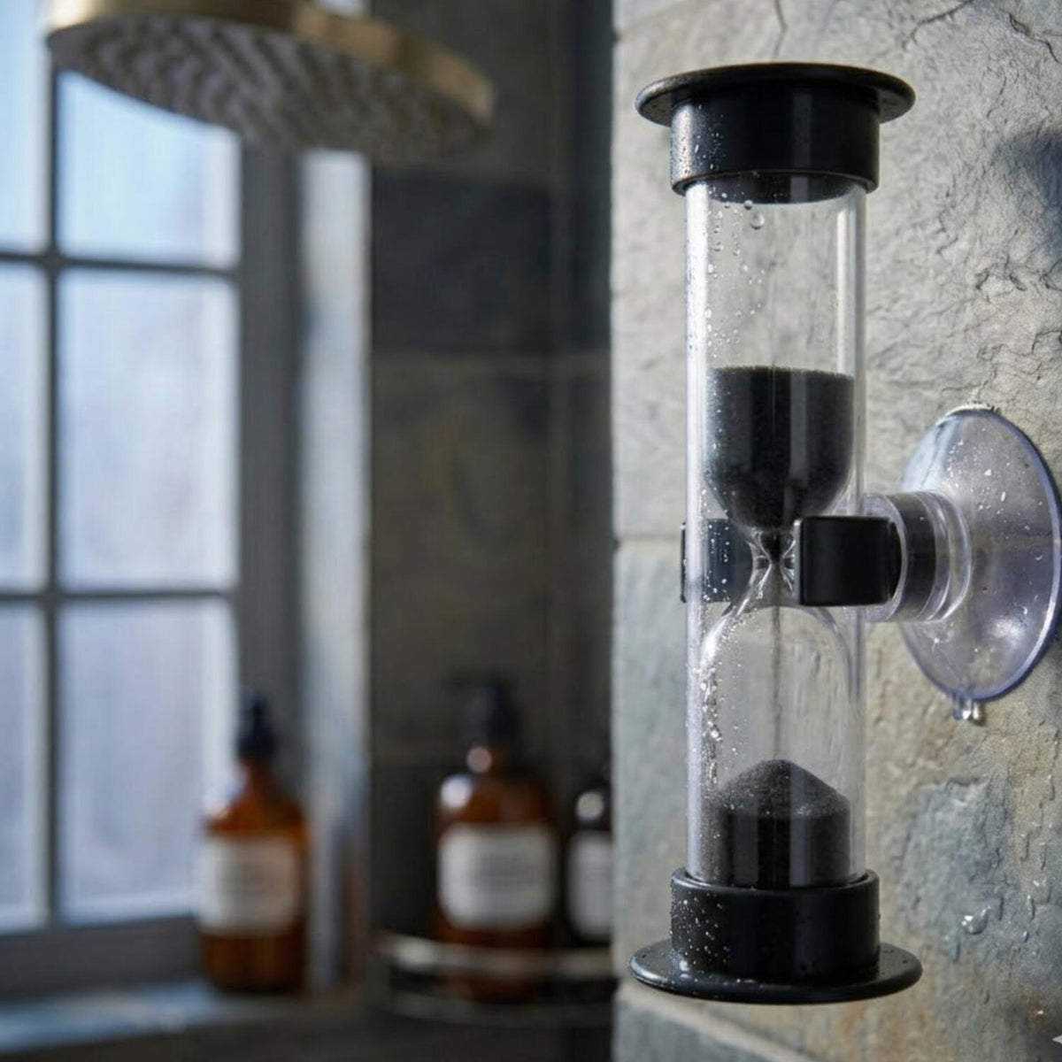zandloper-douche--badkamer-timer-5-minuten-zwart-met-zuignap_10498088-1