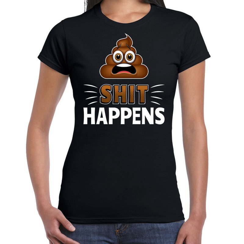 funny-emoticon-tshirt-shit-happens-zwart-dames_10192094