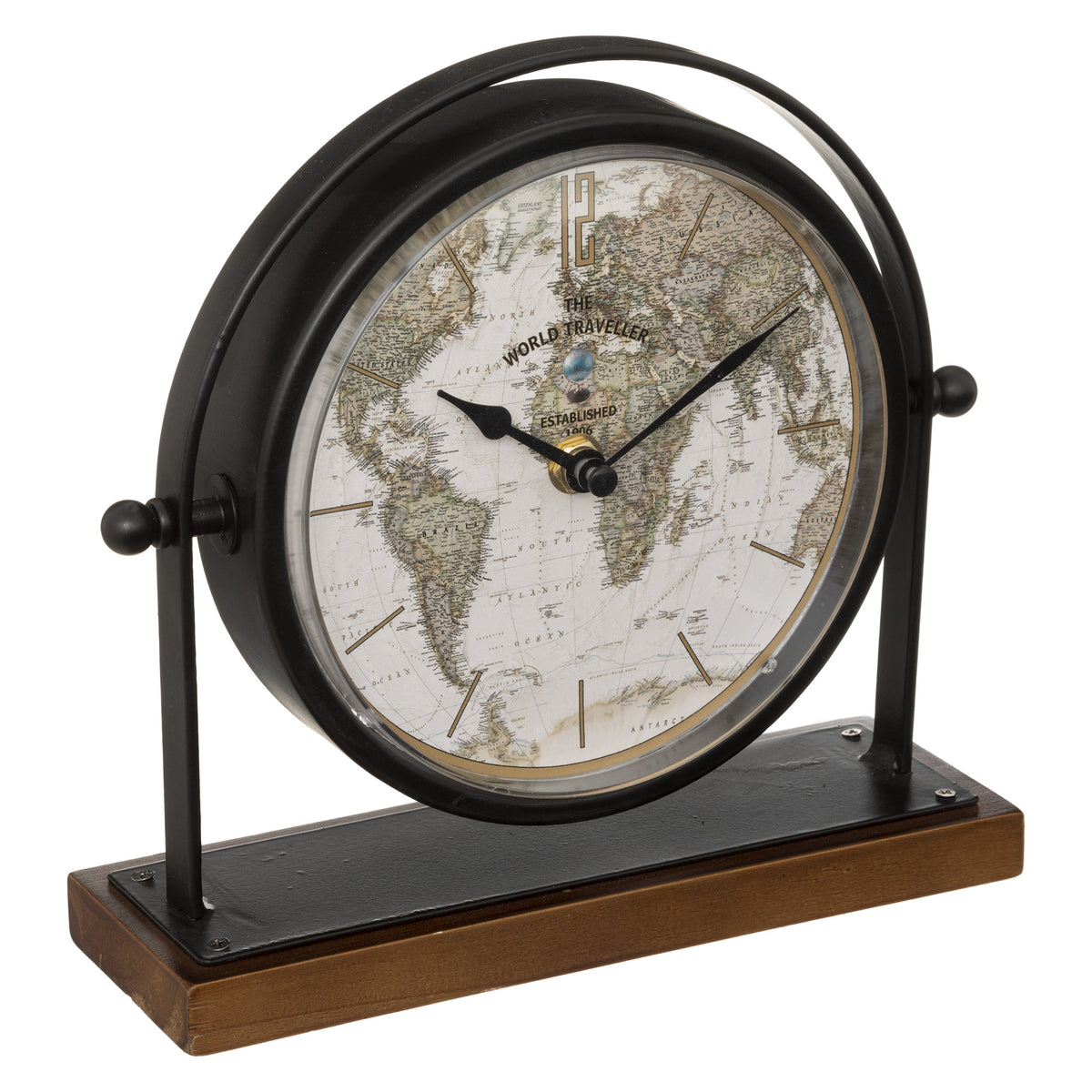 tafelklok-earth-map-zwart-h21-cm-dia-klok-16-cm-glas-metaal-op-standaard_10391097-1