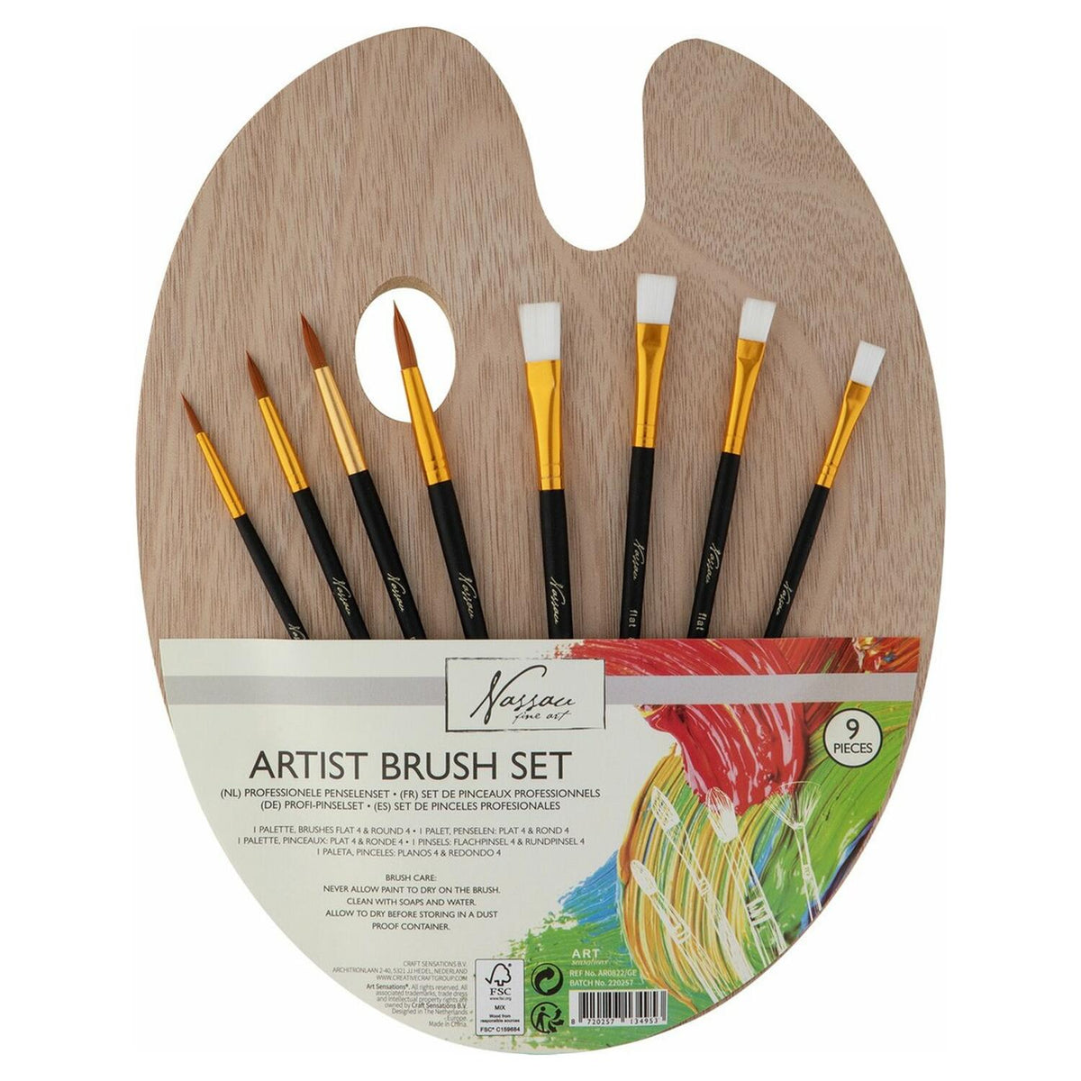 schilder-penselen-set-met-palet-en-verf-hout-8x-penselen-12-tubes-acrylverf-mix-kleuren_10444136-2