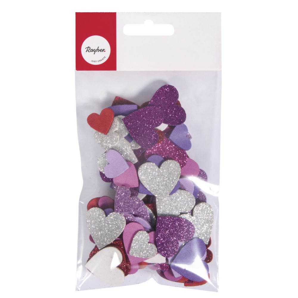 rayher-hobby-knutsel-hartjes-foam-rubber-100x-stuks-met-glitters-zelfklevend_10141149-2
