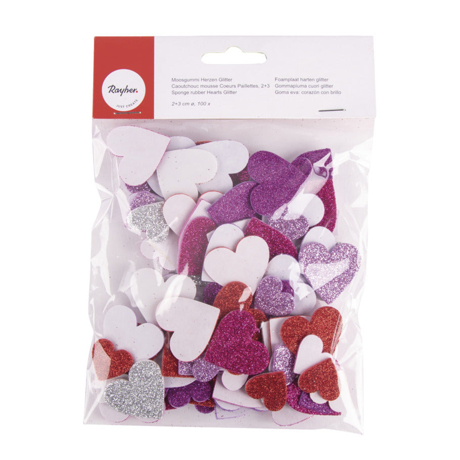 rayher-hobby-knutsel-hartjes-foam-rubber-100x-stuks-met-glitters-zelfklevend_10141149-3