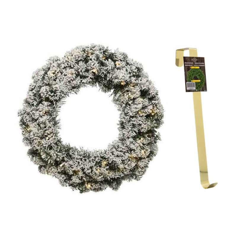 groen-witte-led-kerstkrans-50-cm-imperial-met-kunstsneeuw-en-met-gouden-hanger_10284176