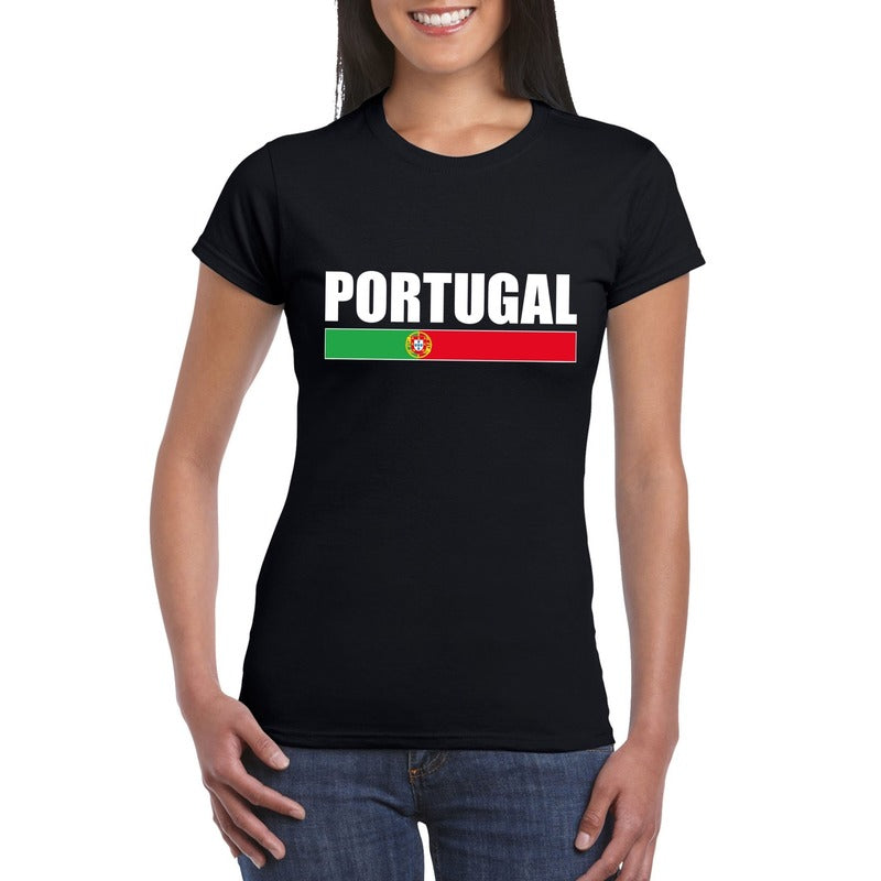 portugal-supporters-kleding-tshirt-voor-dames-zwart-met-vlag-kleuren-print-korte-mouwen_10115183
