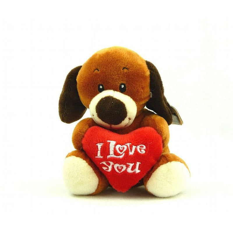 Plush I love you dog cuddly toy brown 14 cm toy