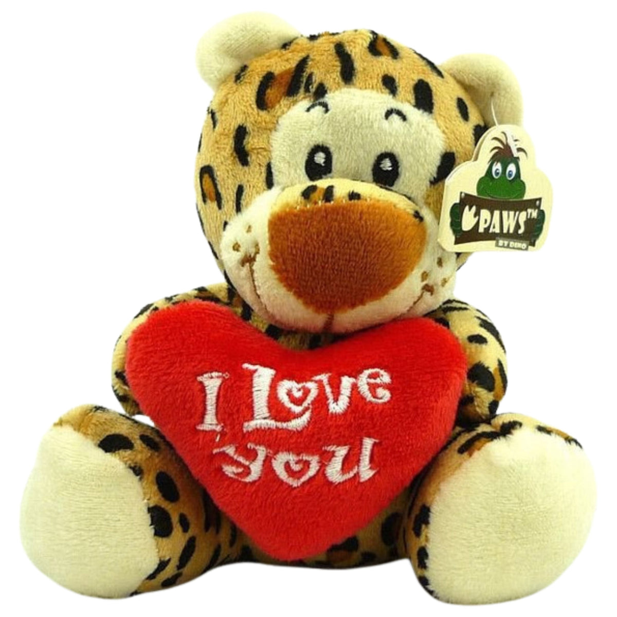 Heunec Plush Leopard - I Love You Cuddly Toy - Brown - 14 cm - Valentine's Day/Mother's Day/Father's Day