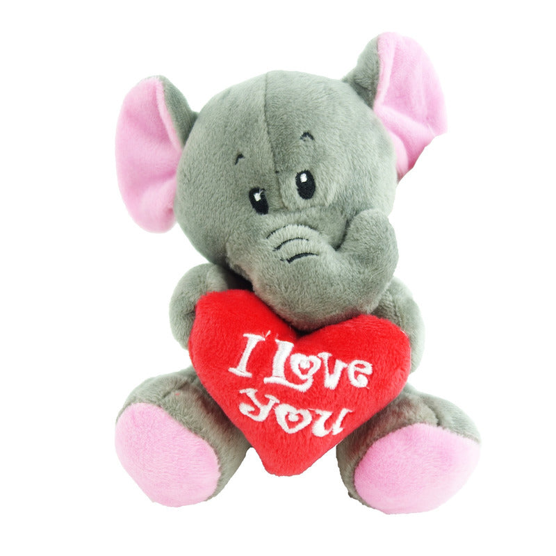 Plush I Love You Elephant Cuddly Toy Grey 14 cm