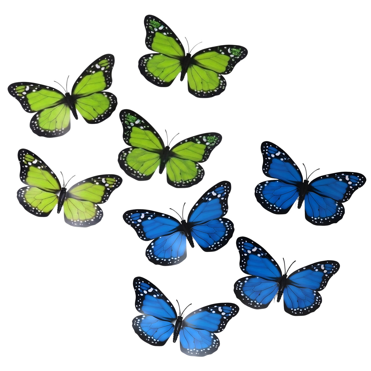 decoratie-vlinders-8x-blauw-8x-groen-op-clip-12-x-6-cm-knutsel--hobby-materiaal_10490255