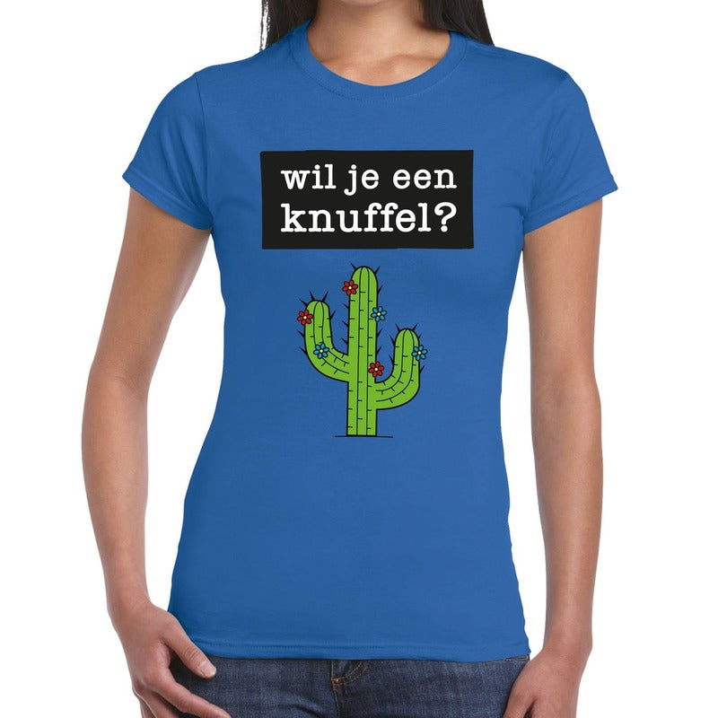 wil-je-een-knuffel-tekst-tshirt-blauw-dames_10142256