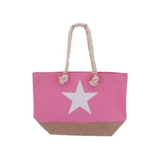 coole-strandtas-roze-met-witte-ster-55-x-39-x19-cm-met-rits-draagtouw-beachbags_10142268