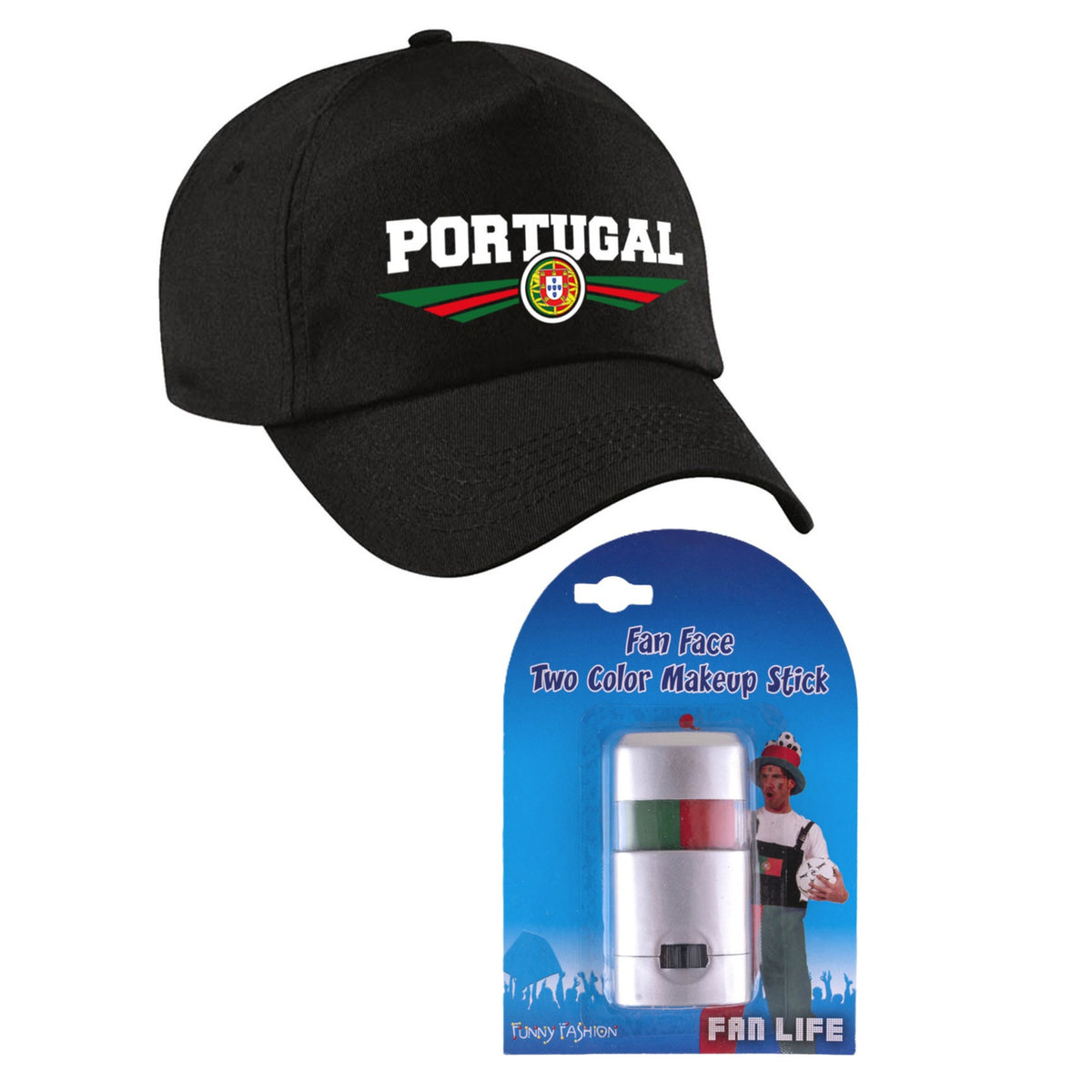 portugal-supporters-set-baseballcap-zwart-met-vlag-schminkstift-volwassenen-landen_10475295