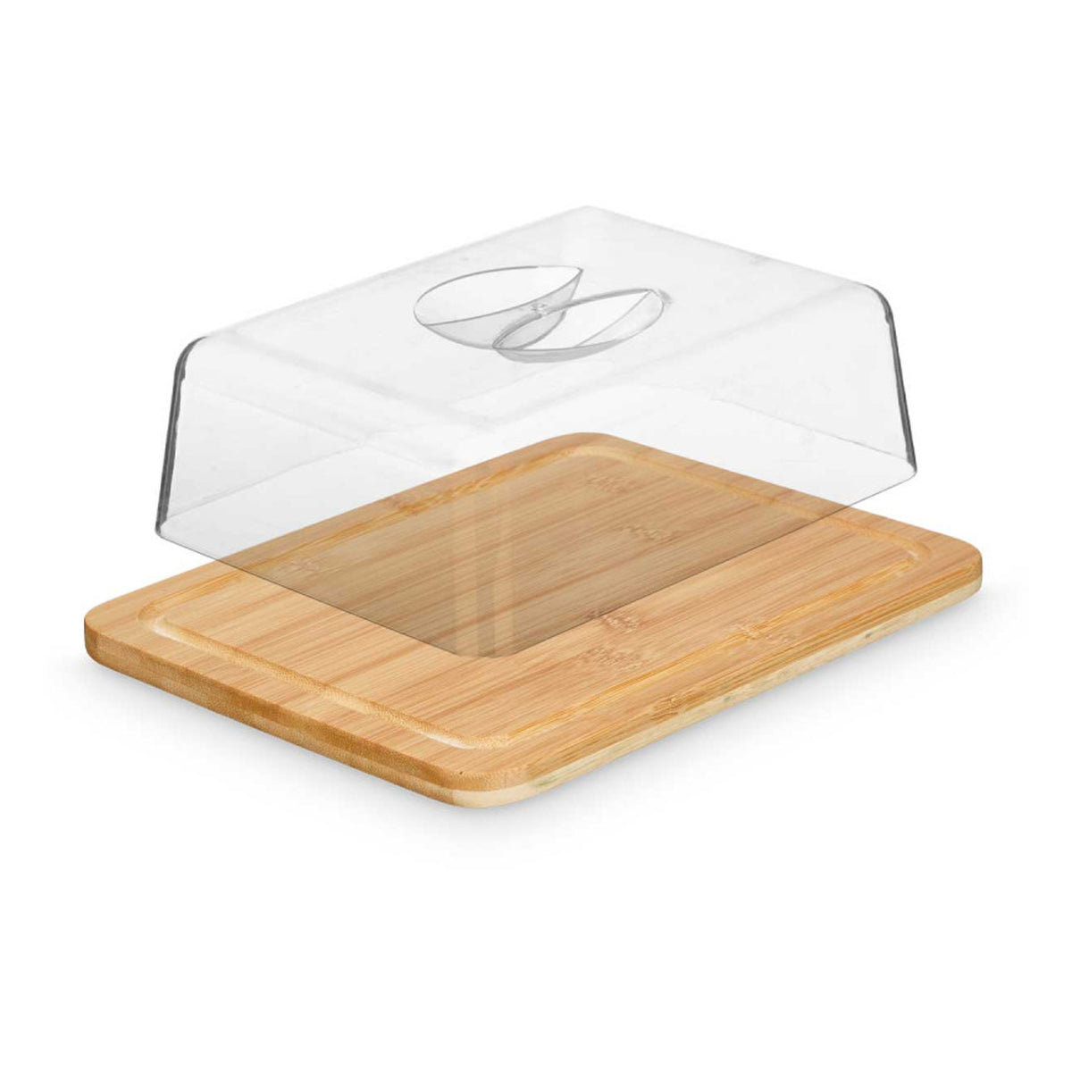 botervloot-of-kaasstolp-met-deksel-bruin-transparant-bamboe-hout-kunststof-20-x-26-x-7-cm_10472300-2