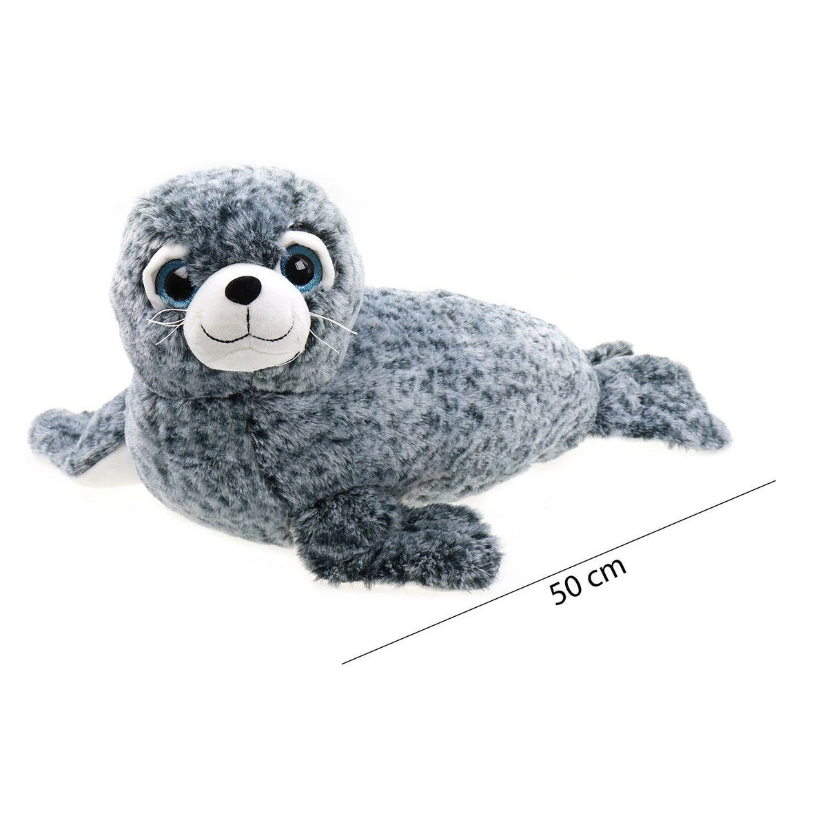 Creation pluche Zeehond knuffeldier - grijs/wit - liggend - 50 cm