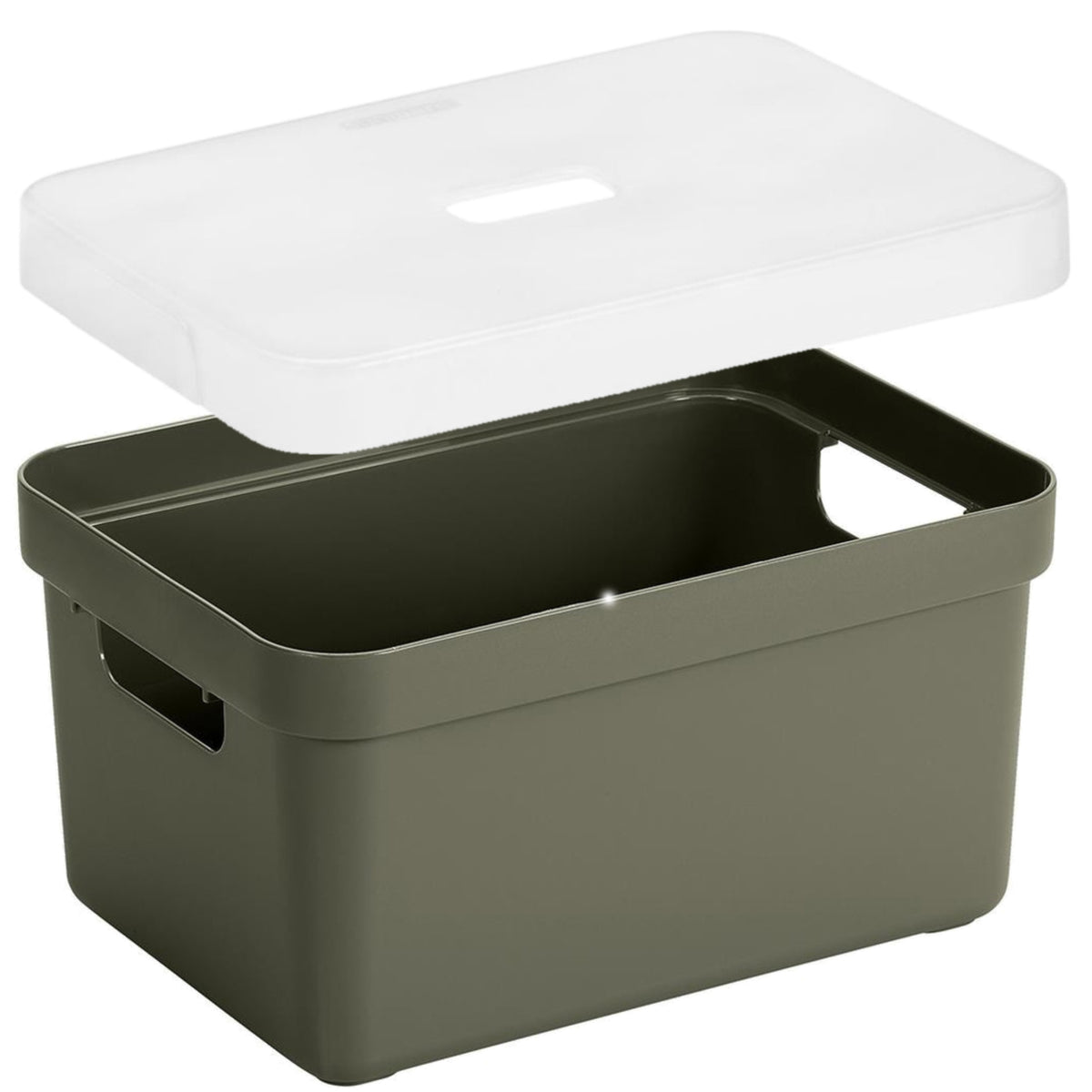 sunware-opbergbox-met-transparante-deksel-mand-donkergroen-13-liter-kunststof-35x25x18-cm_10348320