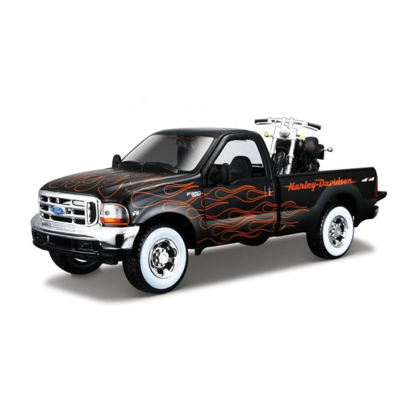 maisto-modelauto-ford-f350-pickup-met-harley-davidson-motor-zwart-20-cm_10231322