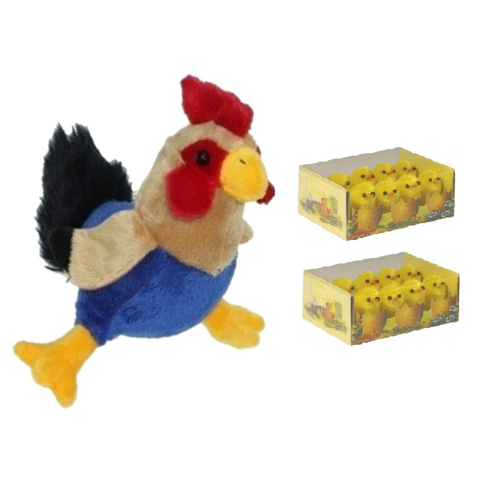 pluche-kippen-hanen-knuffel-van-20-cm-met-16x-stuks-mini-kuikentjes-3-cm_10306324