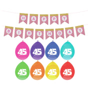 verjaardag-45-jaar-geworden-versiering-16x-thema-ballonnen-1x-happy-birthday-slinger-300-cm_10409327