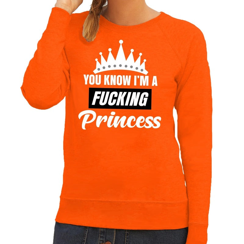 oranje-you-know-i-am-a-fucking-princess-sweater-dames_10139332