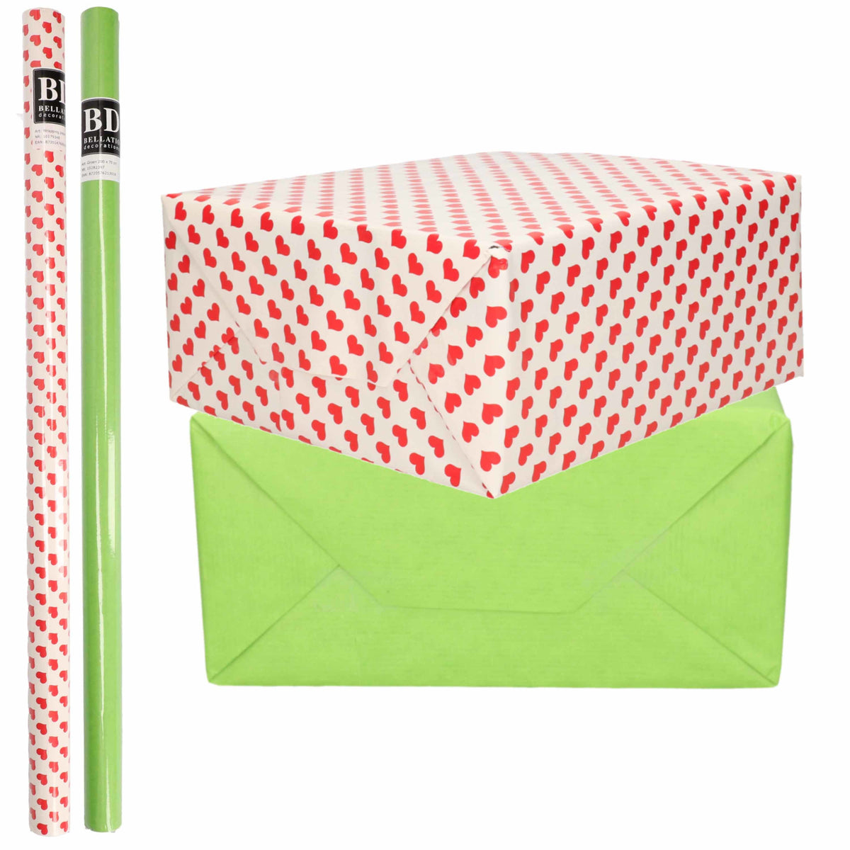 6x-rollen-kraft-inpakpapier-liefde-rode-hartjes-pakket-groen-200-x-70-cm_10303343-1