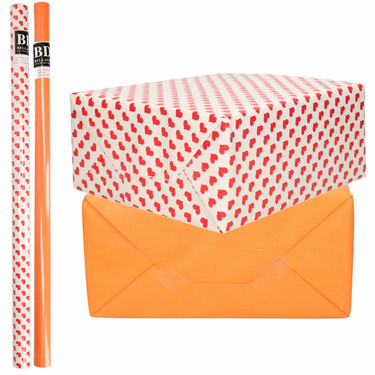 6x-rollen-kraft-inpakpapier-liefde-rode-hartjes-pakket-oranje-200-x-70-cm_10303352