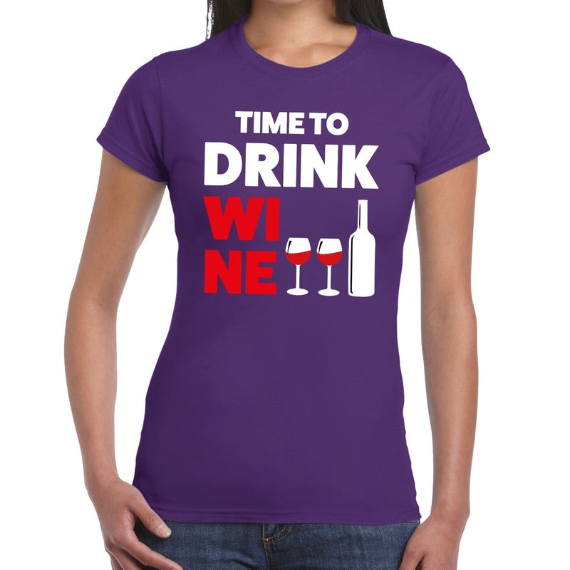 time-to-drink-wine-tekst-tshirt-paars-dames_10143353