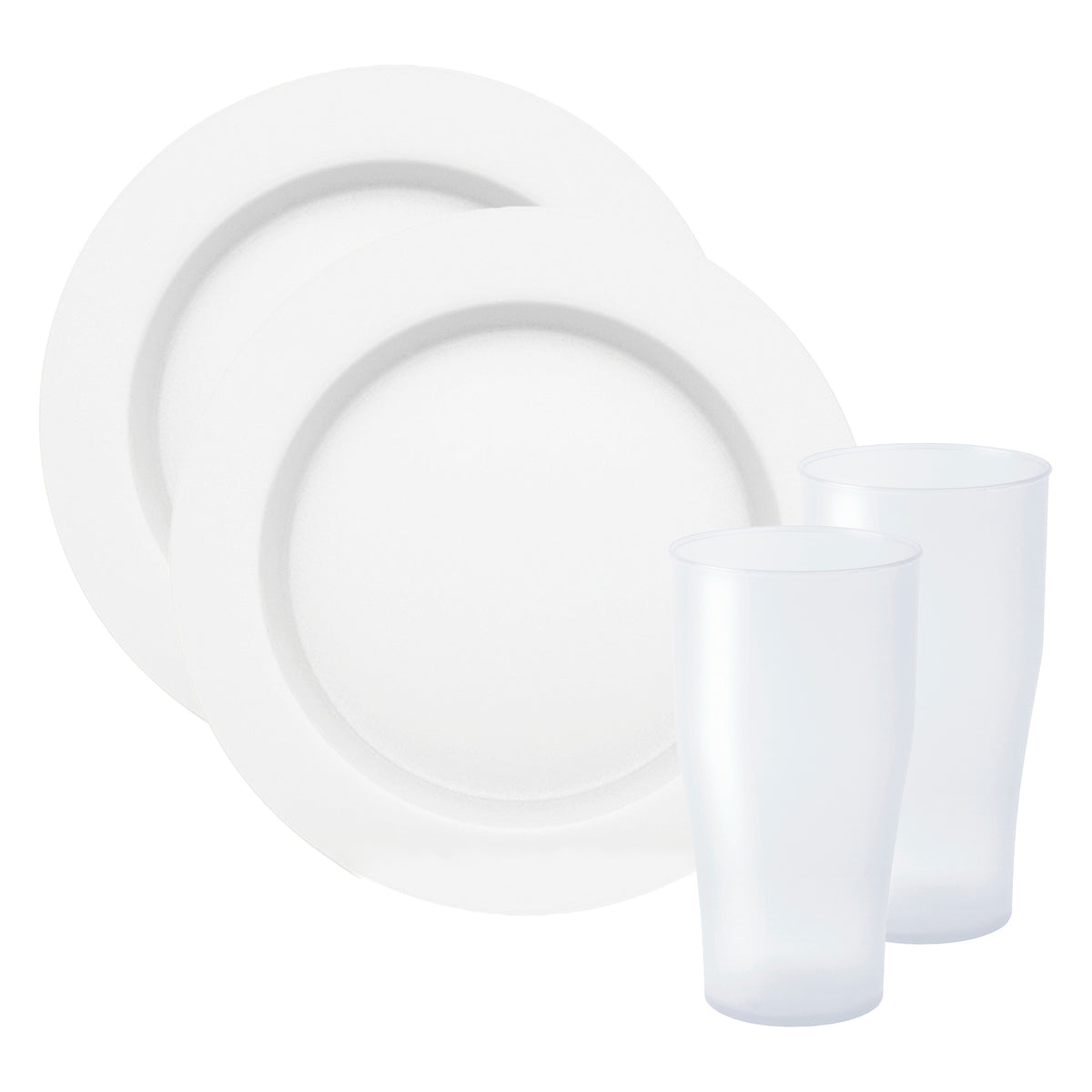servies-set-12x-borden-en-drinkbekers-wit-kunststof-herbruikbaar_10409357-2