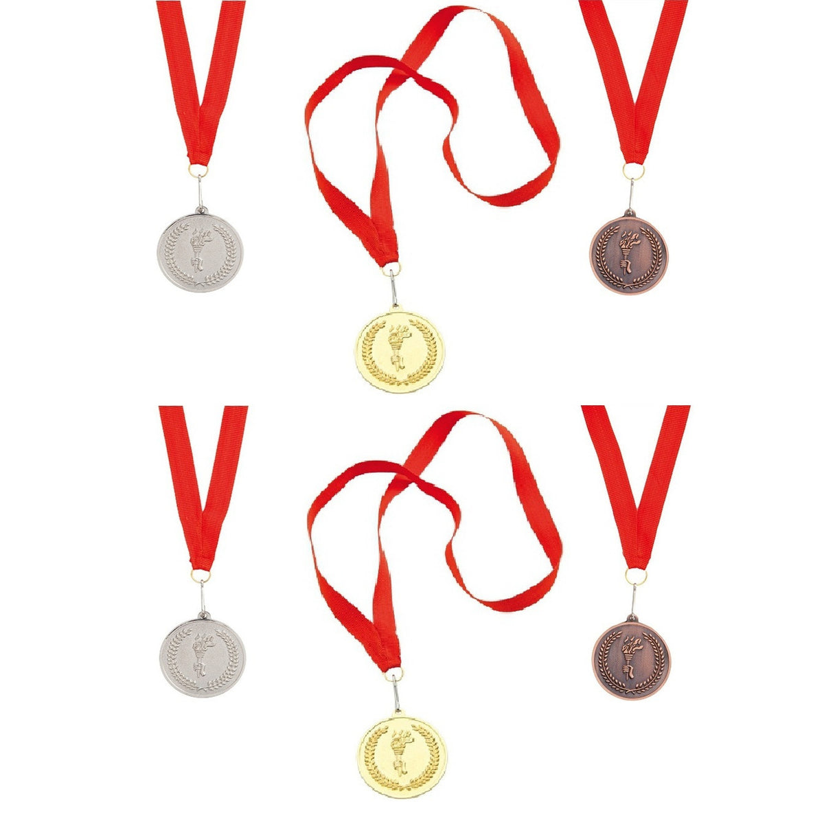 12x-stuks-medailles-goud-zilver-brons-aan-rood-lint_10295359