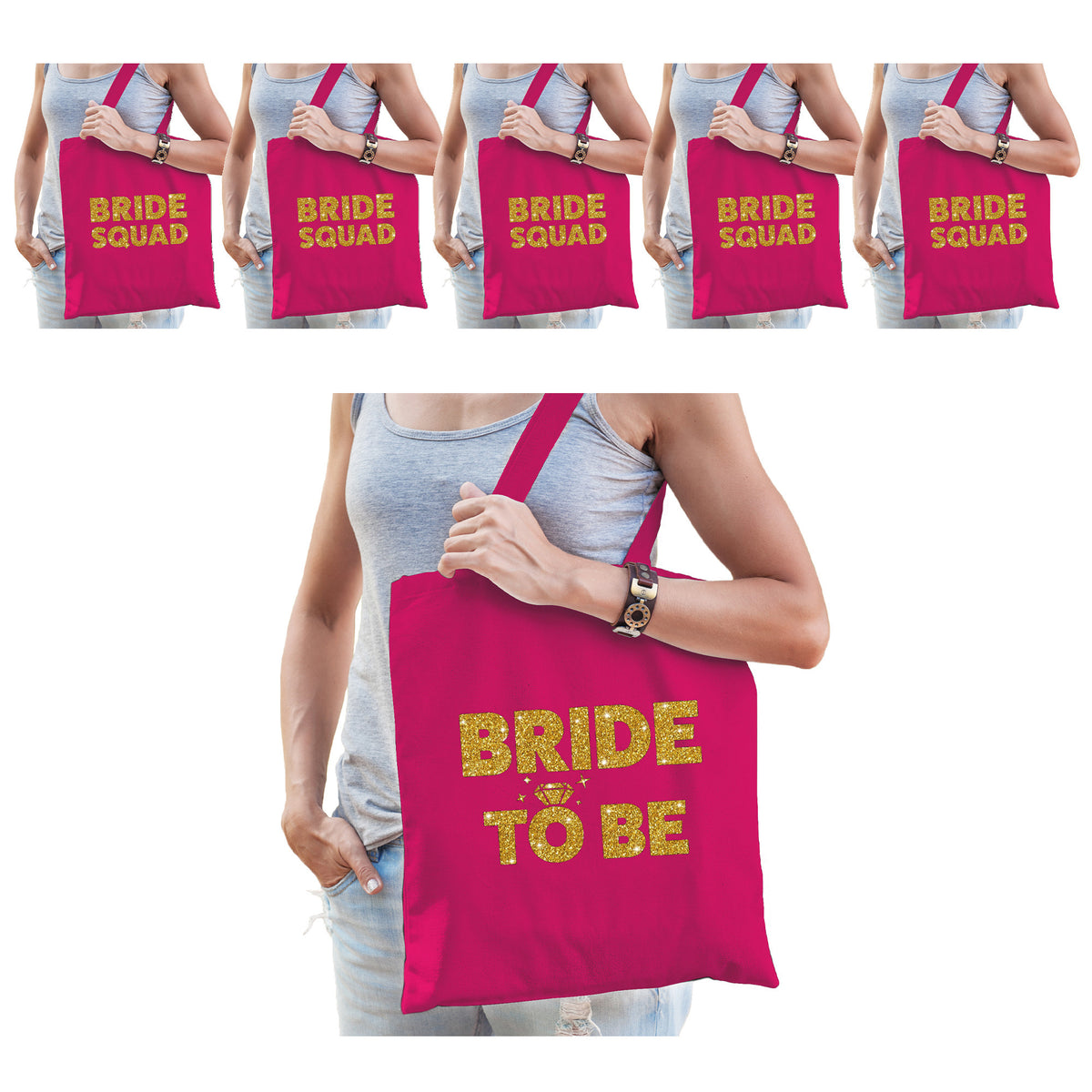 pakket-vrijgezellenfeest-dames-tasjes-goodiebag-1x-bride-to-be-roze-goud-9x-bride-squad-roze-goud_10300361