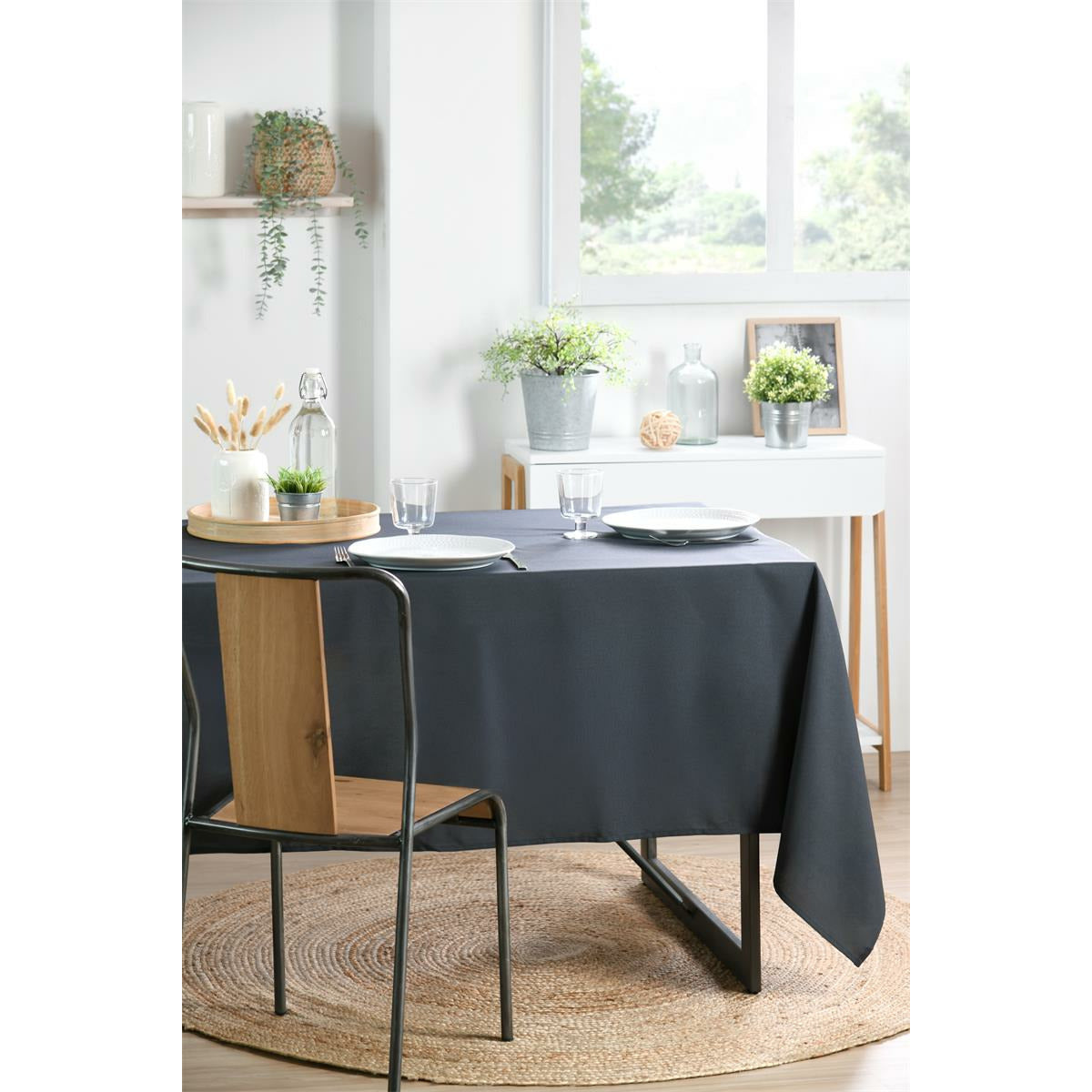 stof-textiles-tafelkleed-145-x-240-cm-donkergrijs-eettafel-tafellakens-polyester_10463363-1