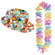 carnaval-verkleed-set-tropische-hawaii-party-hoed-met-bloemenslinger-volwassenen_10421376