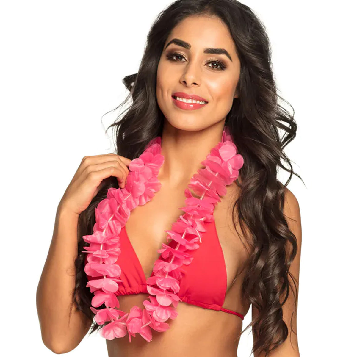 hawaii-krans-slinger-tropische-kleuren-roze-bloemen-hals-slingers_10420387-2