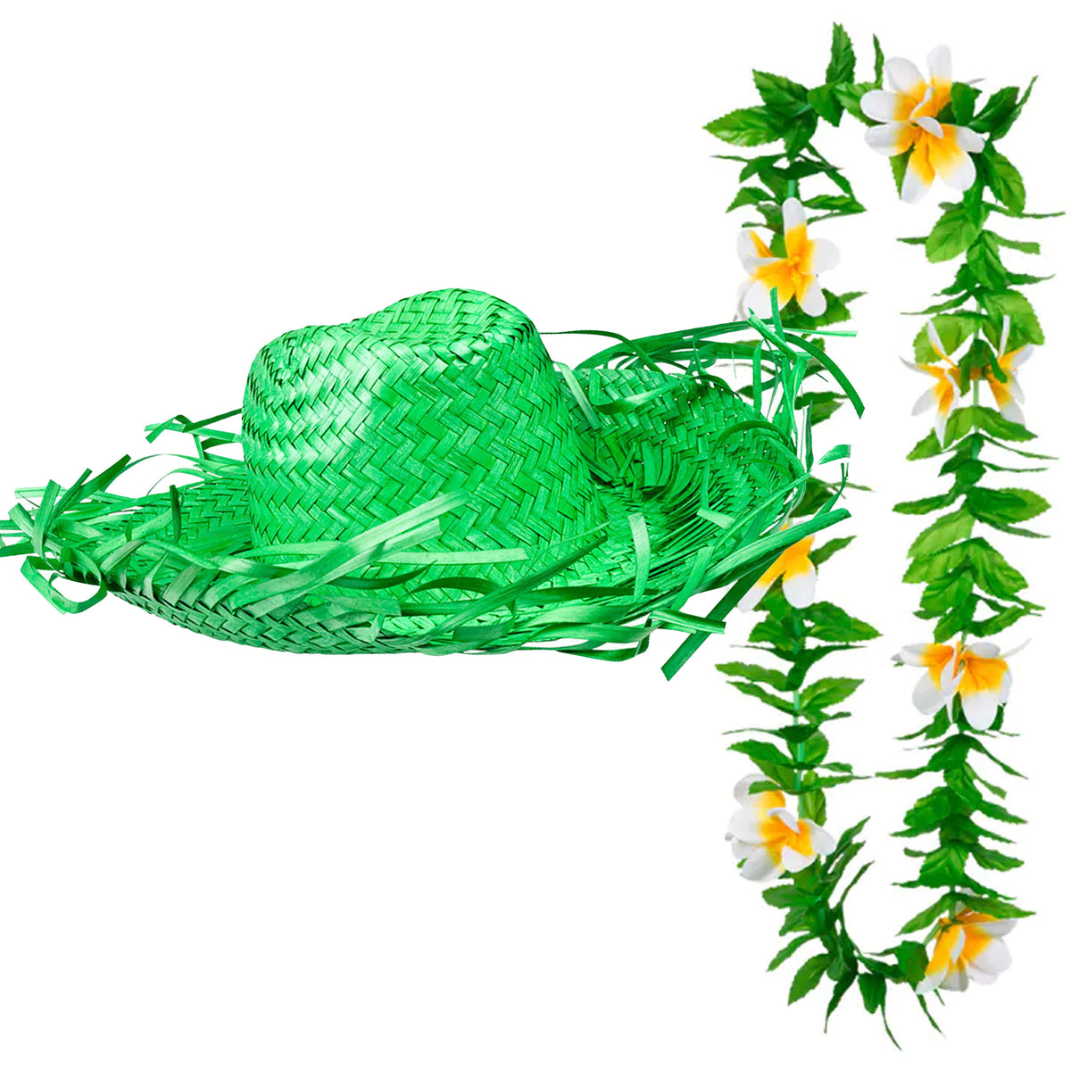 carnaval-verkleed-set-tropische-hawaii-party-stro-hoed-met-bloemenslinger-groen_10421395