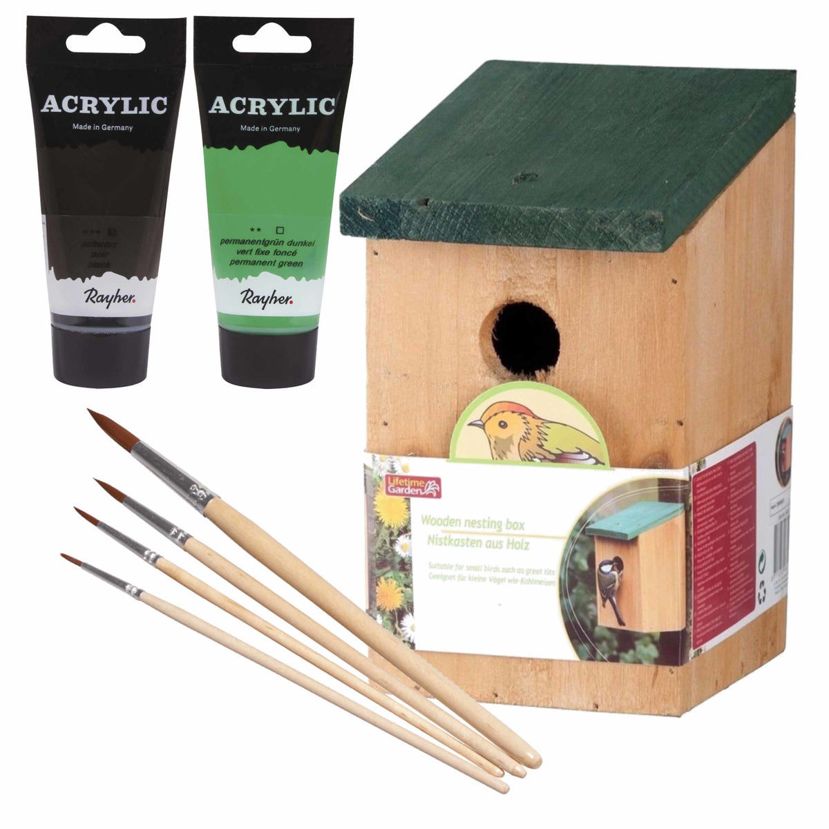 houten-vogelhuisje-nestkastje-22-cm-zwart-groen-dhz-schilderen-pakket_10277397