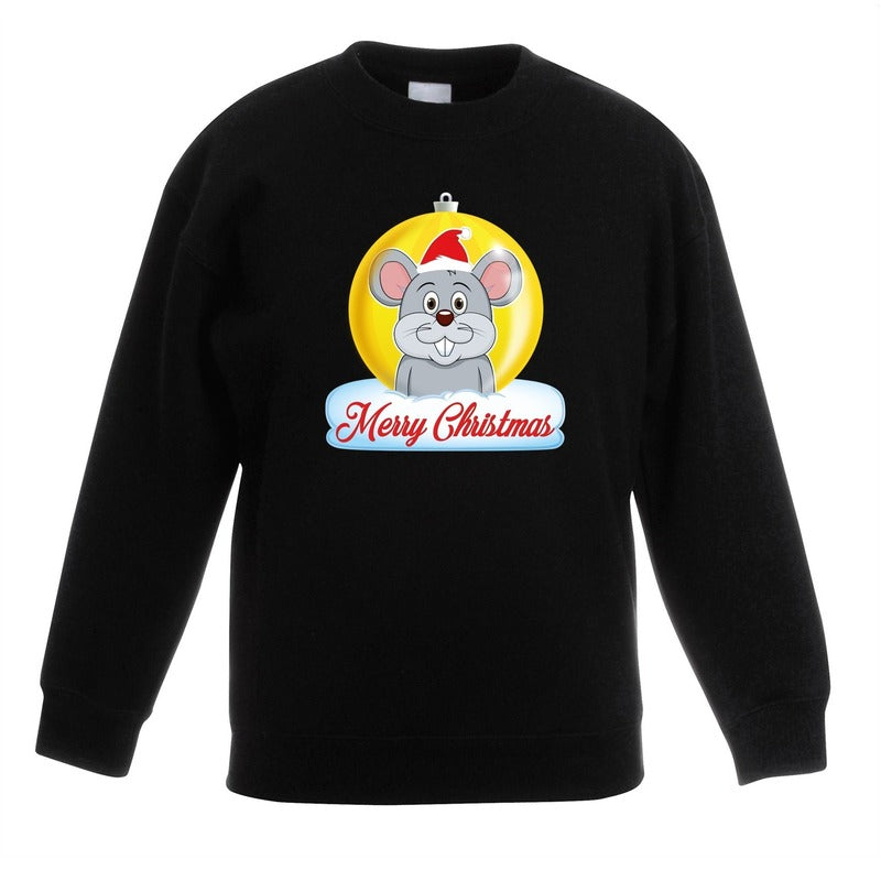 kersttrui-merry-christmas-muis-kerstbal-zwart-kinderen_10130402