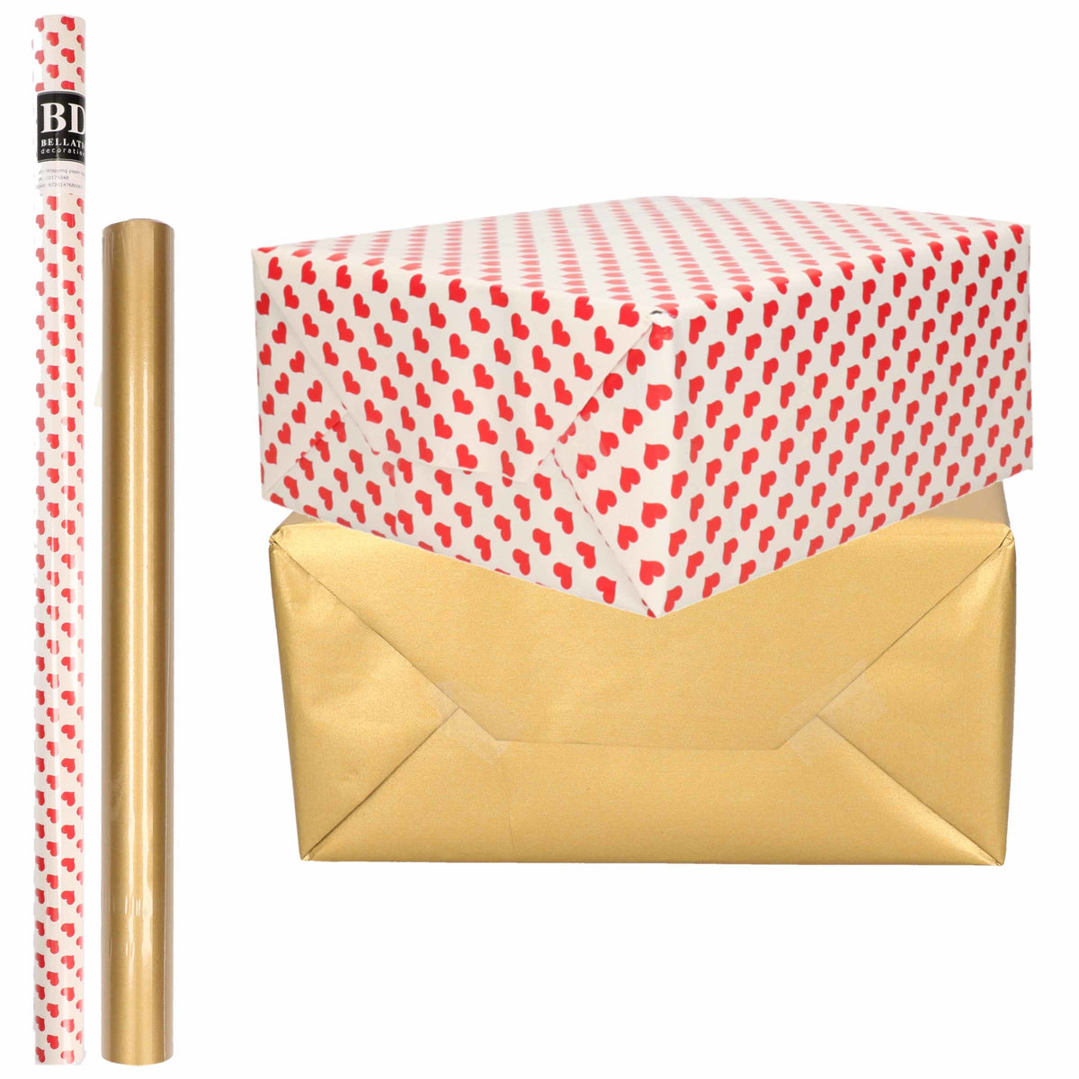 4x-rollen-kraft-inpakpapier-liefde-rode-hartjes-pakket-mat-goud-200-x-70-50-cm_10303402
