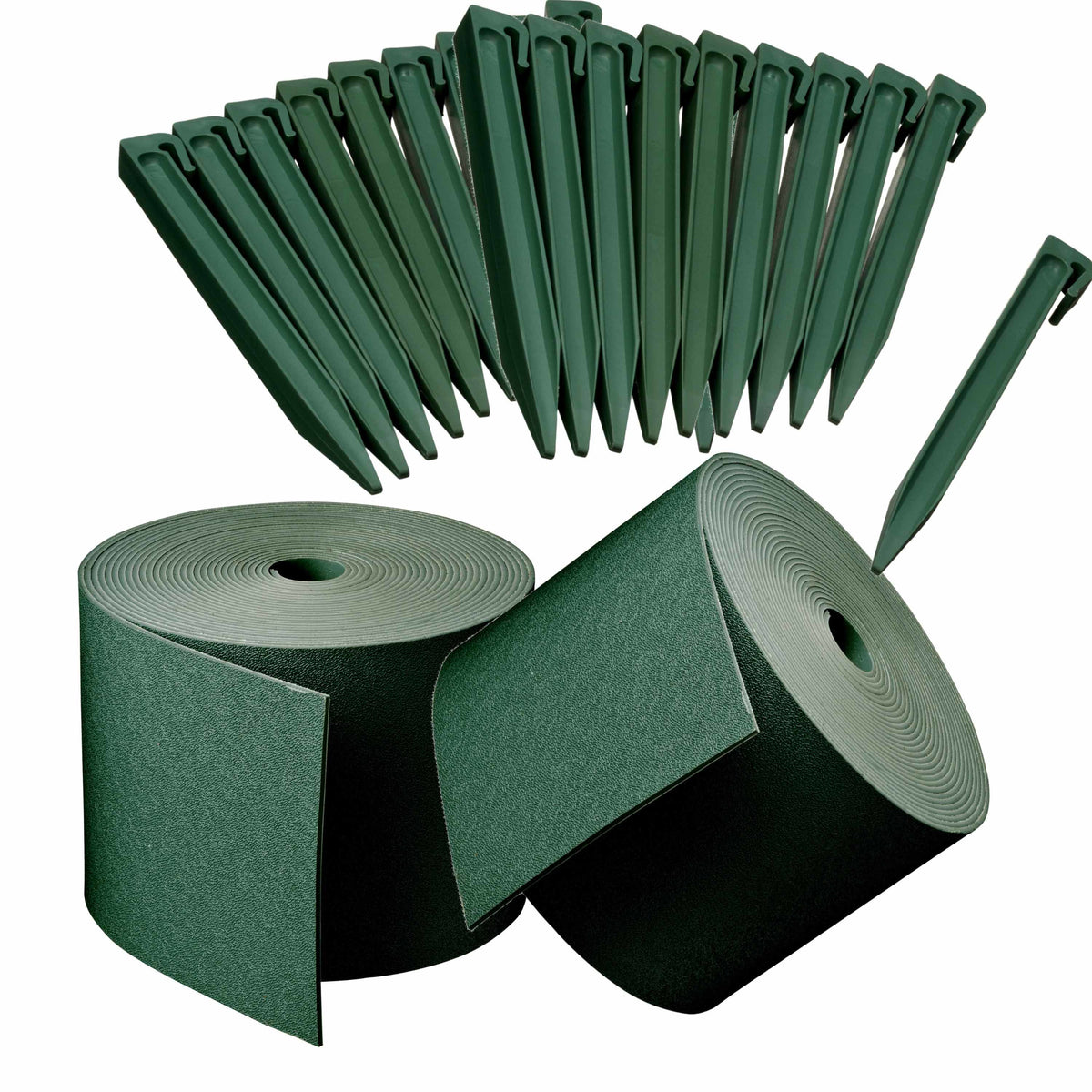 2x-stuks-kunststof-grasranden--borderranden-groen-inclusief-20x-grondpennen-10-m-x-15-cm_10283403