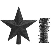 kerstversiering-kunststof-glitter-ster-piek-19-cm-en-sterren-folieslingers-pakket-zwart-van-3x-stuks_10324404